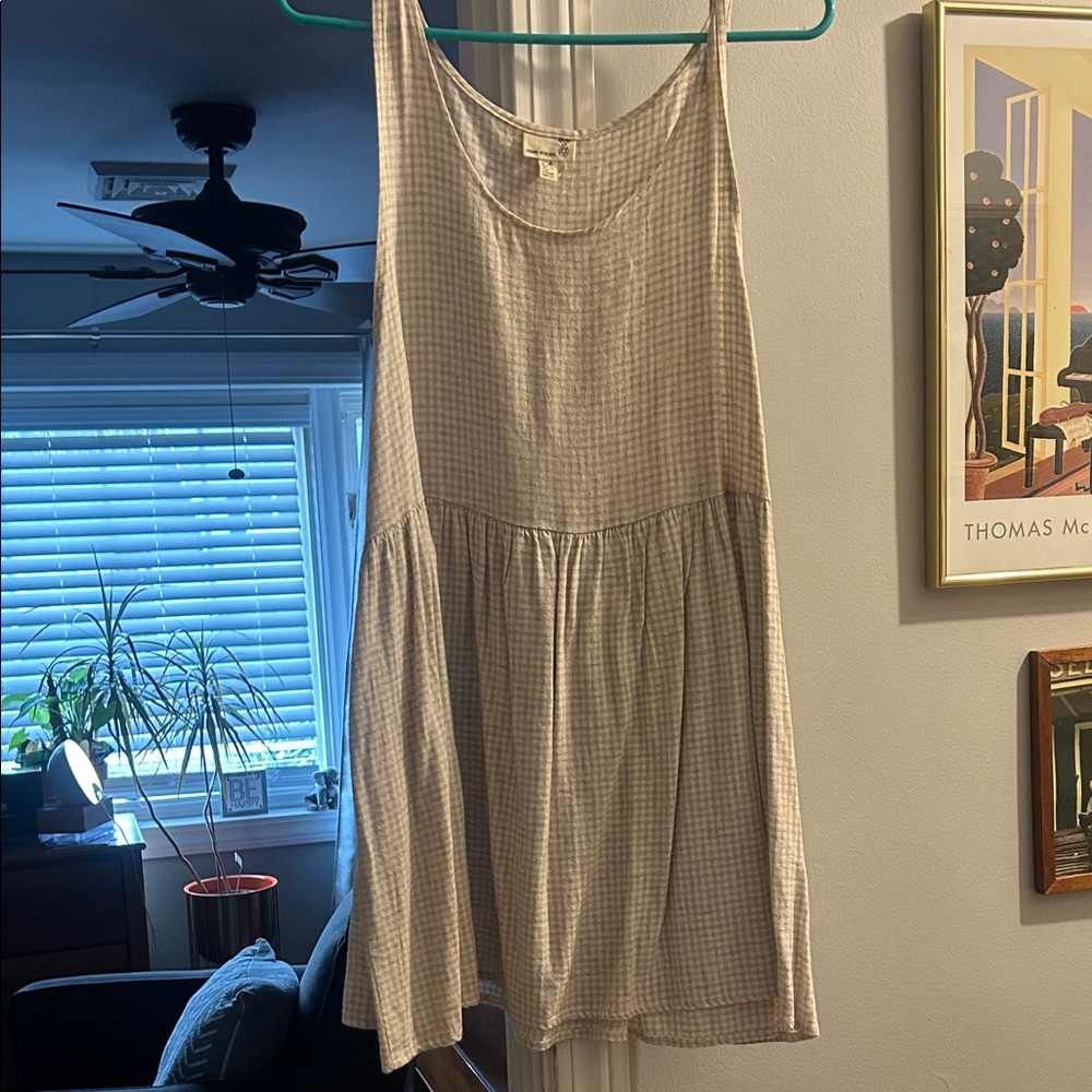 Urban Renewal Beige & White Gingham Mini Dress